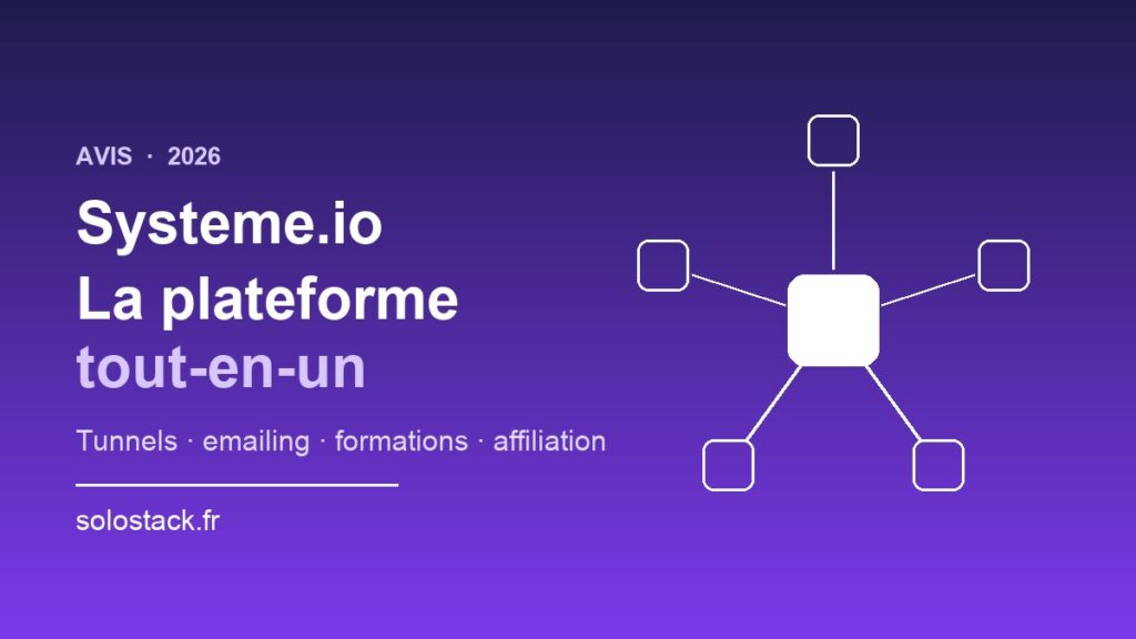 Illustration : Systeme.io, plateforme tout-en-un regroupant tunnels, emailing, formations et affiliation